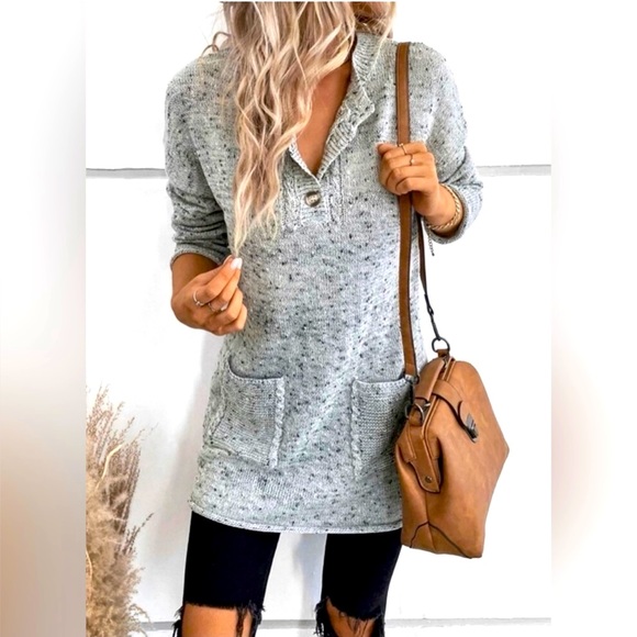 ❤️NWT❤️Grey Marbled Knit Sweater❤️💐Only one Women's size Large Left❤️ - Picture 1 of 7